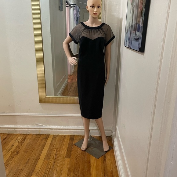 Maggy London Black Midi Dress with Sheer Detail - Picture 13 of 14